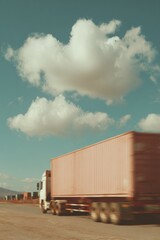 Aufkleber - Dynamic Freight Forwarding Logistics with Trucks and Container Transport in Motion under Blue Sky - Efficient Supply Chain and Modern Transport Solutions