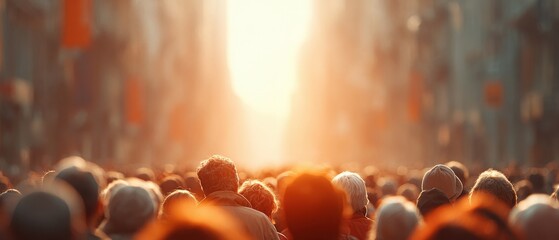 Aufkleber - Vibrant Urban Crowd Density in Evening Light with Bustling Social Energy for Nightlife Marketing and Modern City Culture Promotion