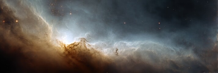Poster - Cosmic Nebula Swirling with Gases and Twinkling Stars in Deep Space for Astronomy Exploration and Stellar Evolution Education