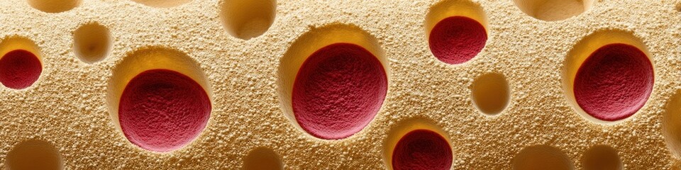 Poster - Hemoglobin Test Microscope View of Blood Cells in Plasma Highlighting Detailed Cellular Structures for Modern Hematology and Diagnostic Medical Research