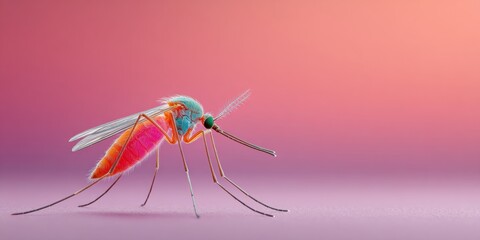 Poster - High-Resolution Dead Mosquito Isolated on Gradient Background for Disease Prevention, Scientific Outreach, and Control Awareness Campaigns