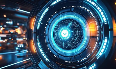 Poster - Futuristic, glowing technological interface