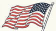 © Samina - Illustration of a waving american flag with stars and stripes on a pole with a ball on top waving in the wind