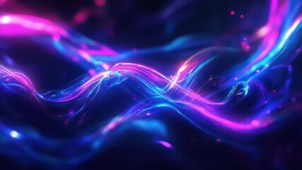 Poster - Abstract Energy Waves: A vibrant and dynamic artwork of neon energy waves gracefully flowing, creating an abstract and visually stunning composition that suggests movement and dynamism. 
