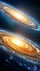Wall Mural - two nebulae face each other in deep space, surrounded by stars and gas clouds forming large spiral s