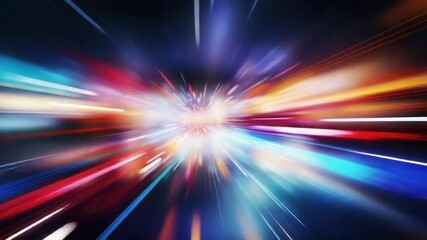 Fototapete - Abstract Speed of Light: A mesmerizing abstract image capturing the speed of light, with vibrant streaks of color converging at a central point of brilliance.