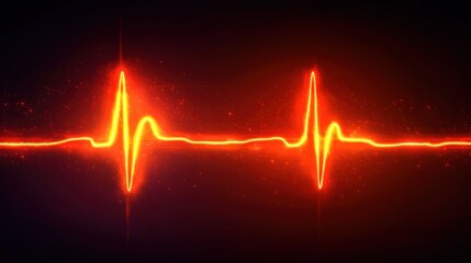 Fototapete - Fiery Heartbeat: A Glowing EKG Rhythm
