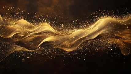 Poster - golden flow: an abstract visual of undulating golden streams, each strand glittering with scattered 