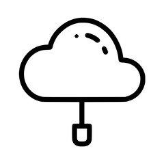 Poster - Simple black and white cloud icon connected to data storage symbol.