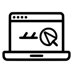 Fototapete - A laptop displaying a website with a cursor interacting with elements on the screen.