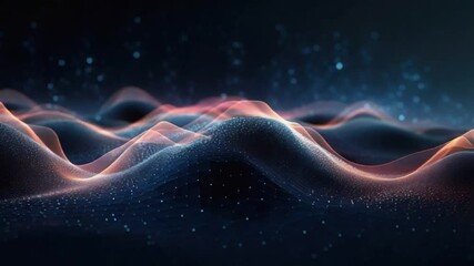 Poster - Abstract Digital Waves: A mesmerizing visual of flowing digital waves in shades of blue and orange, creating a sense of fluidity and movement. The image embodies energy, data.