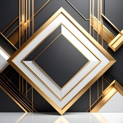 Poster - Dynamic geometric art installation modern gallery digital art abstract environment eye-level view contemporary design