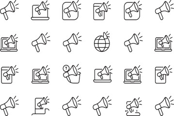 Leinwandbilder - Collection of Megaphone and Laptop Line Icons