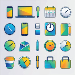 Fototapete - office icon set