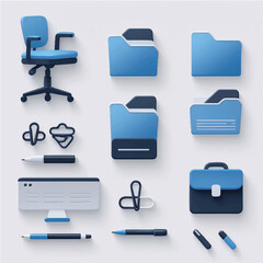 Fototapete - set of office icons