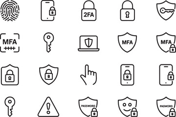 Leinwandbilder - Minimalist Black Line Art Icons Security & Privacy