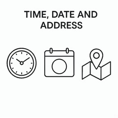 Poster - time date and address icon set