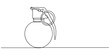 © line drawing - Continuous one line drawing of hand grenade. One line drawing illustration of grenade bomb. Soldier equipment concept single line, Continuous single line drawing of grenades isolated white background.