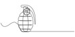 © line drawing - Continuous one line drawing of hand grenade. One line drawing illustration of grenade bomb. Soldier equipment concept single line, Continuous single line drawing of grenades isolated white background.