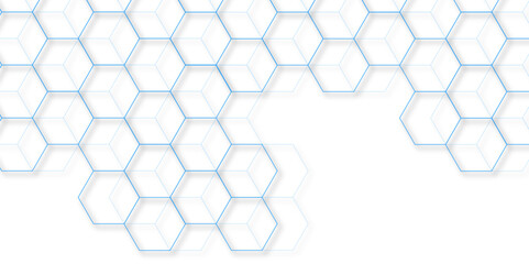 Poster - Modern simple style seamless pattern with hexagonal graphic design. Geometric art deco texture mosaic white background. abstract molecular structures in technology, wallpaper background, vector.	