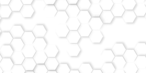 Poster - Modern simple style seamless pattern with hexagonal graphic design. Geometric art deco texture mosaic white background. abstract molecular structures in technology, wallpaper background, vector.	
