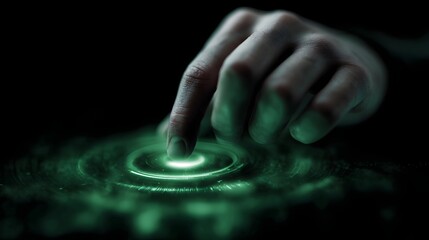 Poster - Hand controlling floating energy efficiency rings in a holographic UI