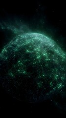Poster - Glowing green nodes forming a distributed solar network across a conceptual globe