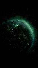 Poster - Glowing green globe with distributed solar networks