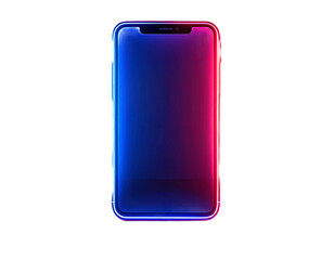 Poster - Illuminated smartphone with blue and red neon glowing edges on a black background