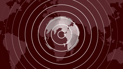 Poster - Earth globe with concentric circles representing data transfer and global reach.Waves represent signal transmission, connectivity, and digital interaction worldwide.