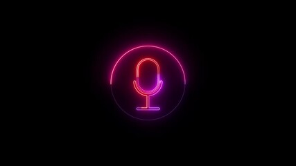 Poster - Microphone graphic displayed centered for audio themes.Glowing microphone icon representing audio recording and sound capture. Microphone, voice input, podcasting, and digital audio technology.