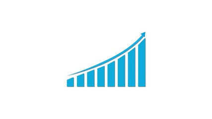 Poster - Ascending blue bar chart illustration representing growth and financial success. Business or financial chart showing data trends and market analysis. Chart economic performance, growth, and investment