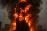 A skycraper fire that completely destroyed the entire building due to a gas leak that caused an explosion