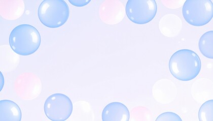 Poster - Bubbles floating in a soft pastel background abstract art digital design calm environment close-up view