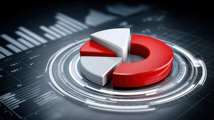 Poster - network security concept with 3d pie chart and digital data visualization showing protection and ana