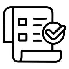Aufkleber - outline style image depicts a checklist document with several lines and empty boxes, accompanied by 