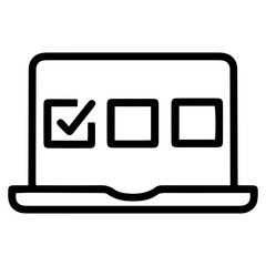Aufkleber - outline style image depicts a laptop screen with a series of three square boxes, the first having a 