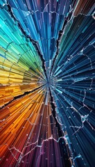 Poster - Broken glass artwork with colorful rays illuminating a striking pattern