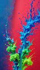 Poster - Colorful paint splash background for mobile screens with vibrant hues and dynamic shapes