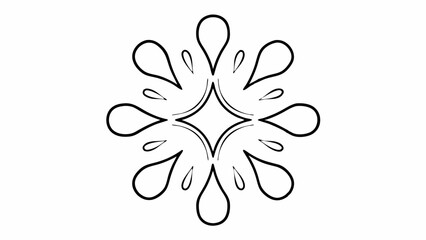 Aufkleber - Black and white floral design with teardrop shaped petals around a central diamond shape element created with generated ai
