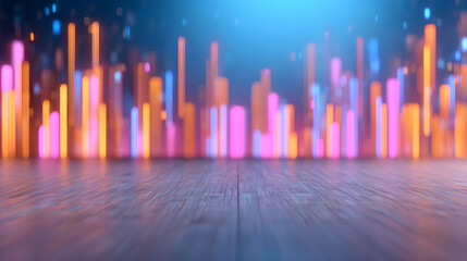 Poster - 3D Rendering of abstract tech led lights with reflection on wall and floor. Cyberpunk color theme. For technology product game background or wallpaper. 51805233 1