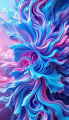 Poster - Swirling abstract patterns in vibrant pink and blue colors for mobile backgrounds
