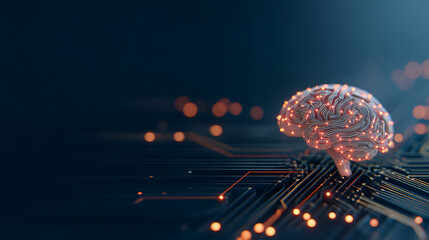 Poster - Artificial cybernetic circuit brain inside human nerves system (top view). Concept of combining bio organism with high technology to create artificial intelligence (AI). With copy space ava 81530654 1