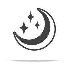 Wall Mural - crescent moon with twinkle stars icon transparent vector isolated