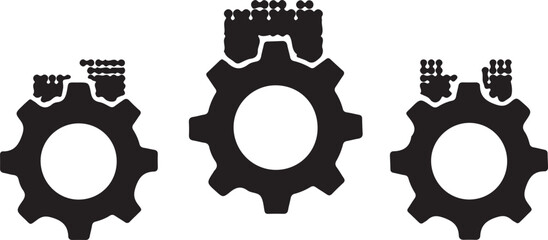 Fototapete - Hand-drawn vector illustrations of a fork, spoon, and combined fork and spoon icons symbolize the mechanical precision and engineering concept of industrial kitchen equipment
