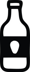 Poster - Simple black and white illustration of a glass bottle with a label