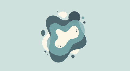 Poster - Abstract Fluid Shapes Teal, Beige, and Gray Organic Design