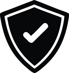 Poster - Black shield icon with white check mark security approved graphic