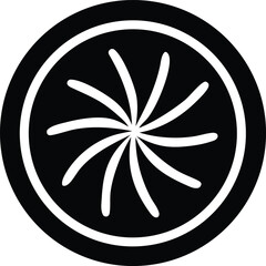 Poster - Abstract black and white circular design with swirling radiating lines