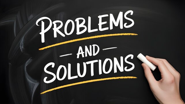 Chalkboard graphic illustrating Problems and Solutions